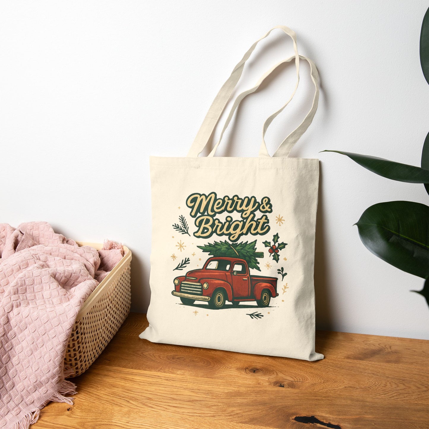 Tote Bag — Merry & Bright Vintage Truck Christmas Tote