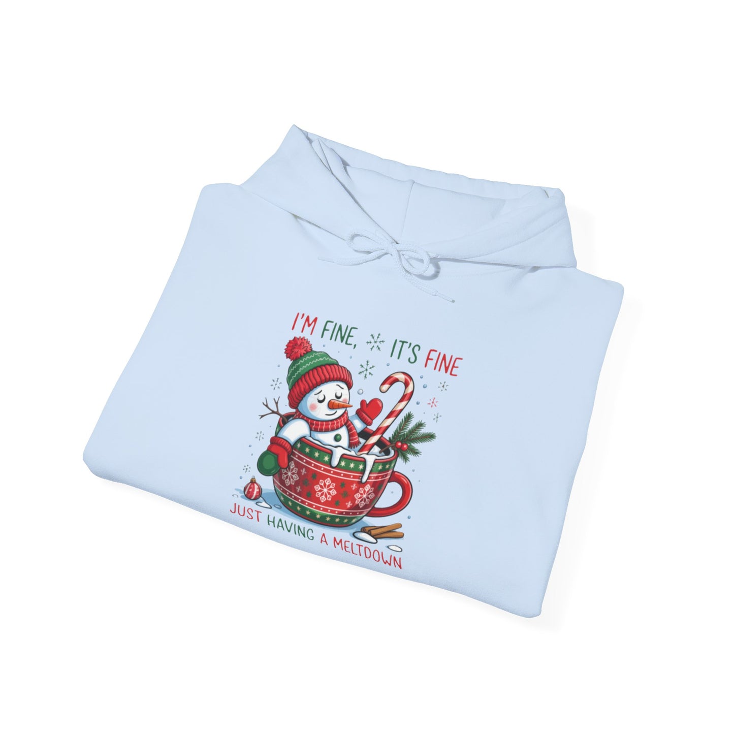 Holiday Snowman Hoodie – "I'm Fine... It's Fine" Cozy Christmas Sweatshirt